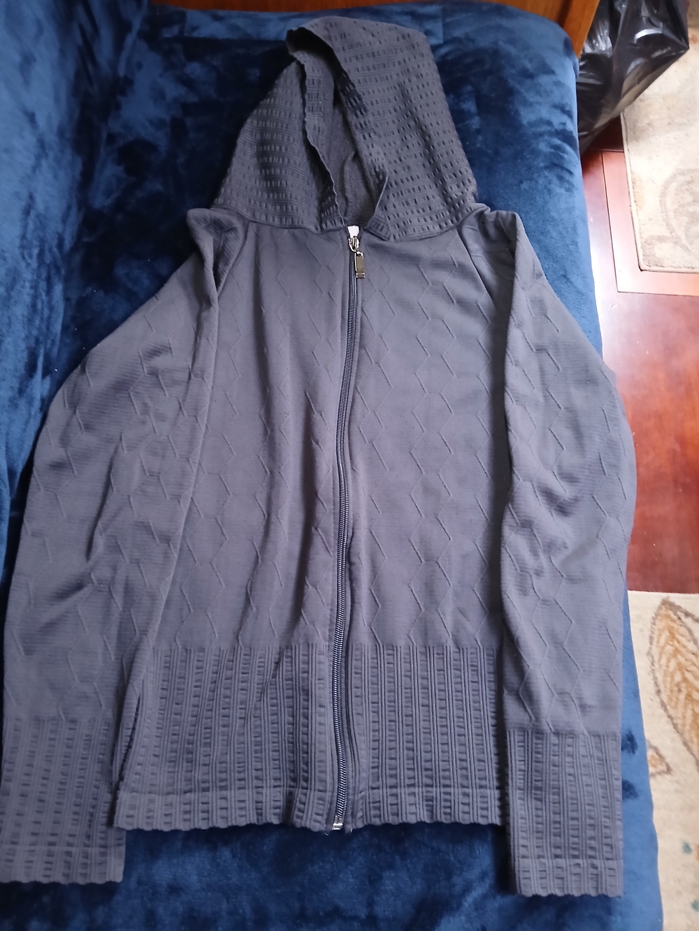 Dark Gray Hooded Zip Cardigan
